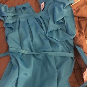 Silky blue cocktail dress